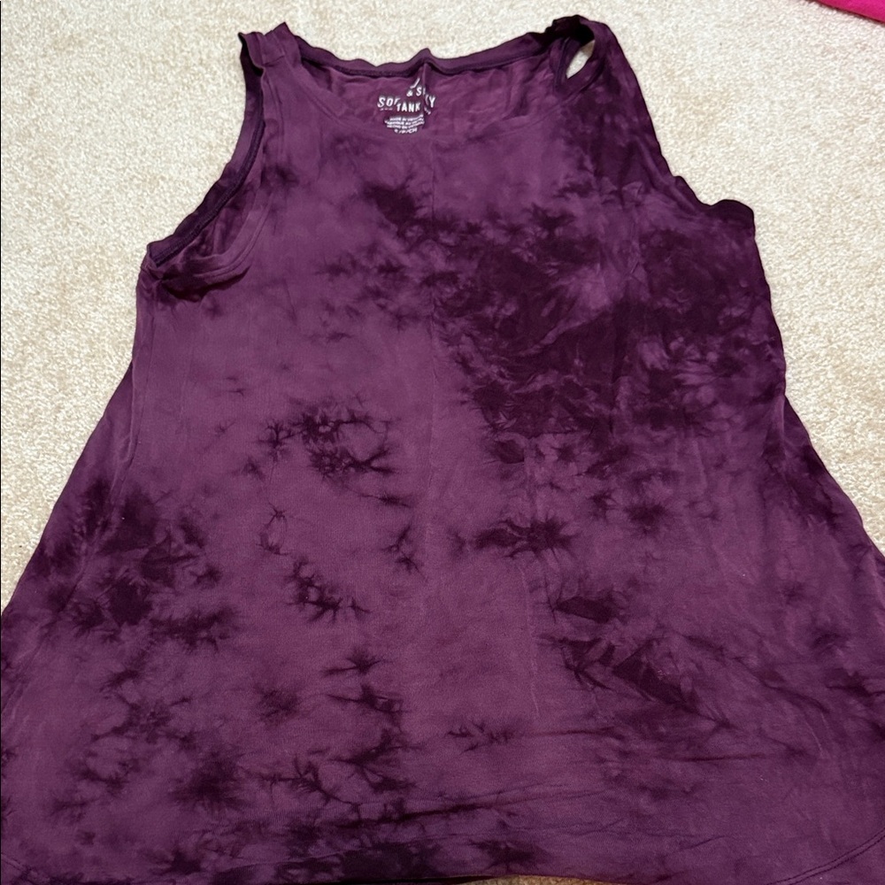 American Eagle Outfitters Deep Purple Tie-Dye Tank Top